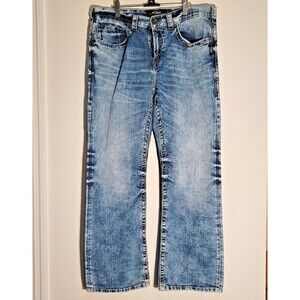Silver Jeans Craig Relaxed Straight Leg Men Fits 36x32 EMC Denim Distressed